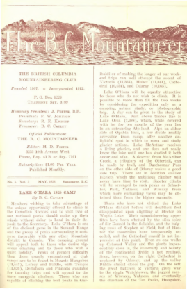 The B.C. Mountaineer 1925 May cover